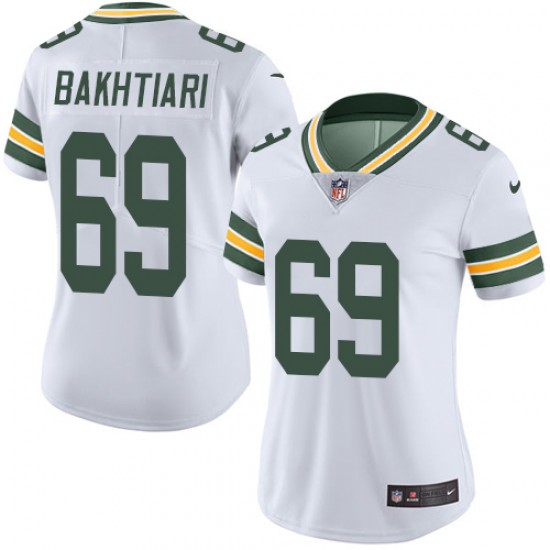 Women's Green Bay Packers #69 David Bakhtiari White Vapor Untouchable Limited Stitched NFL Jersey(Run Small)